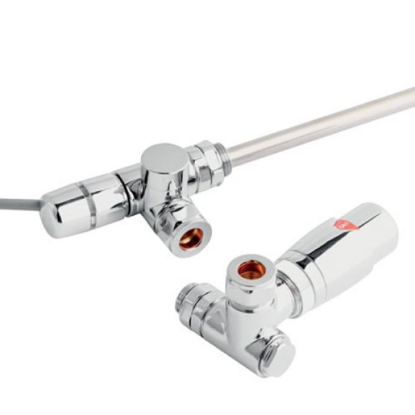 Towelrads Chrome Corner Dual Fuel Thermostatic Radiator Valves