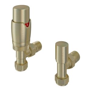 Eastbrook Darlington Brushed Brass Angled Thermostatic Radiator Valves