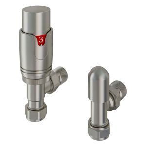 Eastbrook Brushed Nickel Angled Thermostatic Radiator Valves