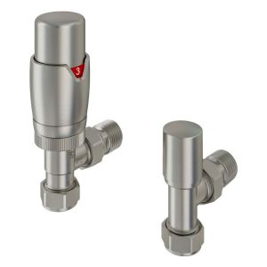 Eastbrook Darlington Brushed Nickel Angled Thermostatic Radiator Valves