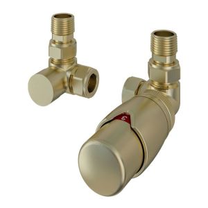 Eastbrook Darlington Brushed Brass Corner Thermostatic Radiator Valves