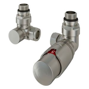 Eastbrook Brushed Nickel Corner Thermostatic Radiator Valves