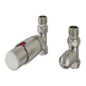 Eastbrook Brushed Nickel Straight Thermostatic Radiator Valves