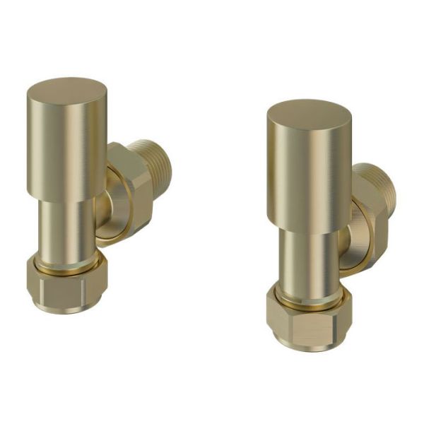 Eastbrook Rounded Brushed Brass Angled Manual Radiator Valves