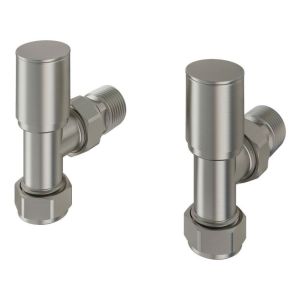 Eastbrook Round Brushed Nickel Angled Manual Radiator Valves