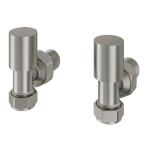 Eastbrook Rounded Brushed Nickel Angled Manual Radiator Valves