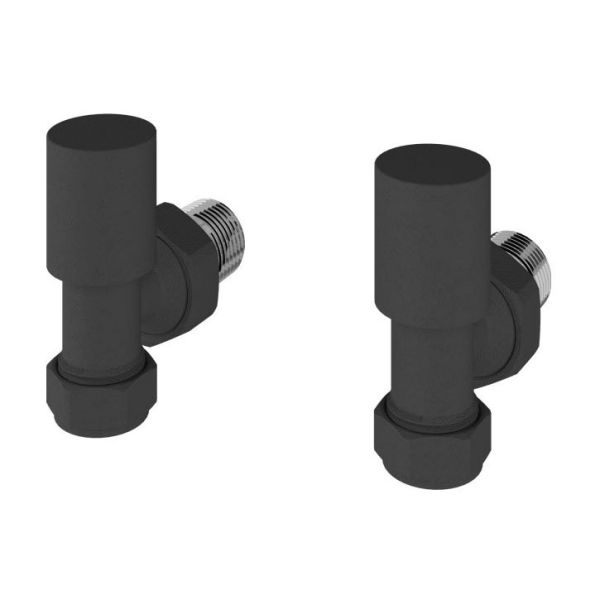 Eastbrook Rounded Matt Anthracite Angled Manual Radiator Valves