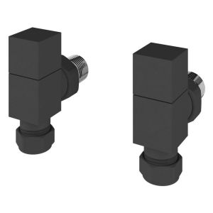 Eastbrook Squared Matt Anthracite Angled Manual Radiator Valves