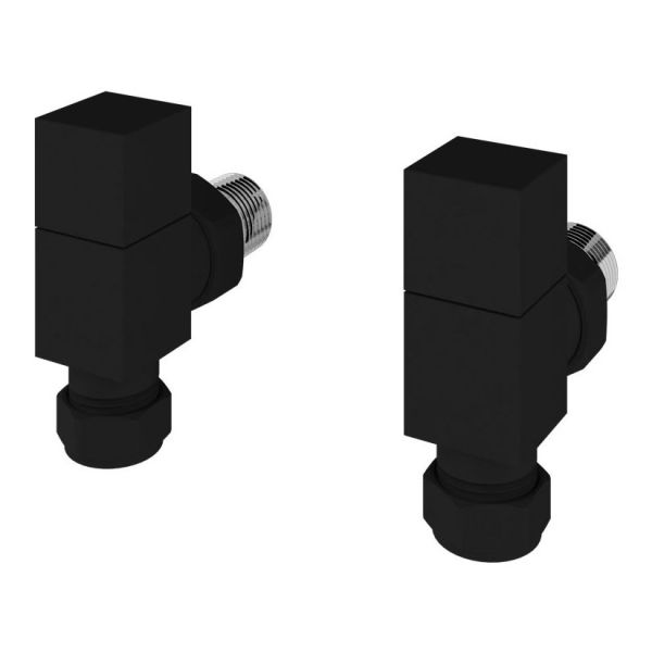 Eastbrook Squared Matt Black Angled Manual Radiator Valves