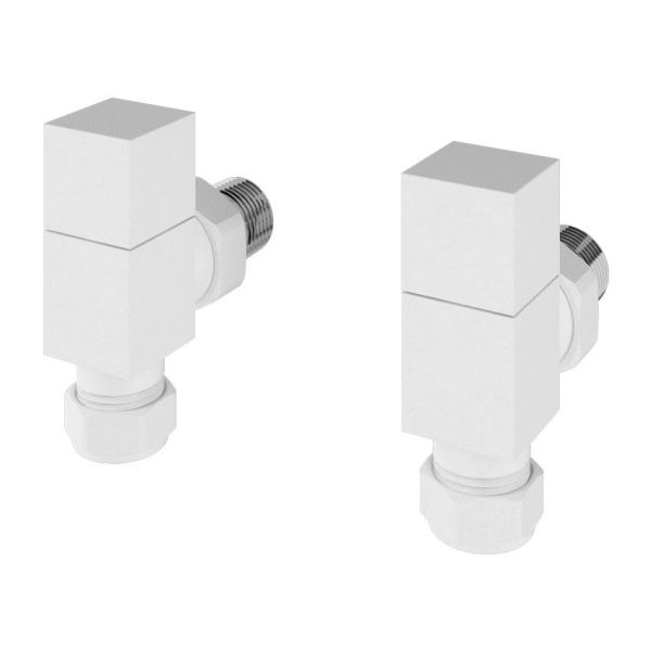 Eastbrook Squared Matt White  Angled Manual Radiator Valves