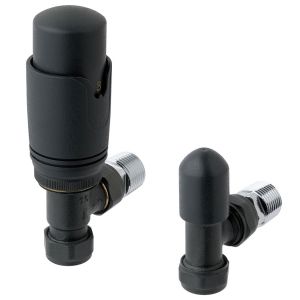 Eastbrook Matt Anthracite Angled Thermostatic Radiator Valves