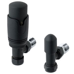 Eastbrook Matt Black Angled Thermostatic Radiator Valves