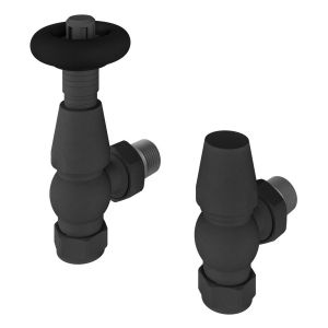 Eastbrook Traditional Matt Anthracite Angled Thermostatic Radiator Valves