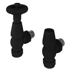 Eastbrook Traditional Matt Black Angled Thermostatic Radiator Valves