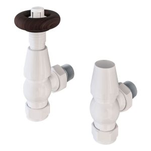 Eastbrook Traditional Gloss White Angled Thermostatic Radiator Valves