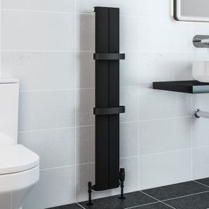 Eastbrook Berlini Matt Black Aluminium Designer Radiator 1200 x 185mm