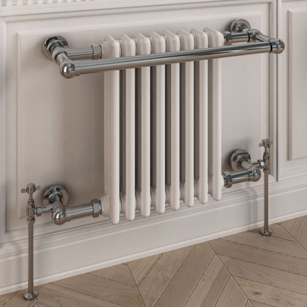 Eastbrook Coln Chrome and White Traditional Towel Radiator 510 x 680mm