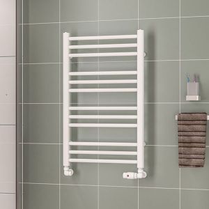 Eastbrook Corinium Round Gloss White Towel Rail 800 x 500mm