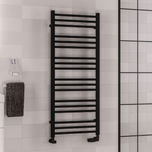 Eastbrook Corinium Round Matt Black Towel Rail 1200 x 500mm