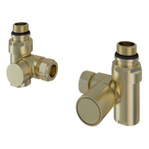 Eastbrook Brushed Brass Corner Dual Fuel Manual Radiator Valves