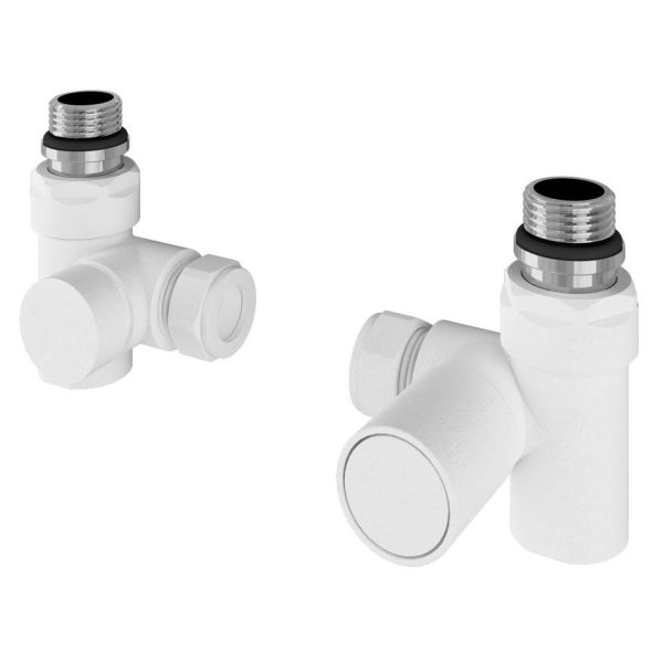 Eastbrook Matt White Corner Dual Fuel Manual Radiator Valves