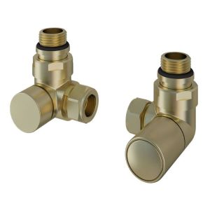 Eastbrook Rounded Brushed Brass Corner Manual Radiator Valves