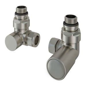 Eastbrook Round Brushed Nickel Corner Manual Radiator Valves