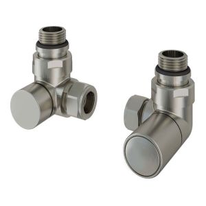 Eastbrook Rounded Brushed Nickel Corner Manual Radiator Valves