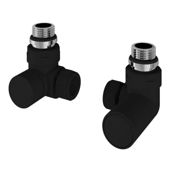 Eastbrook Rounded Matt Black Corner Manual Radiator Valves