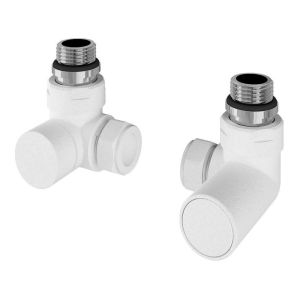 Eastbrook Rounded Matt White Corner Manual Radiator Valves