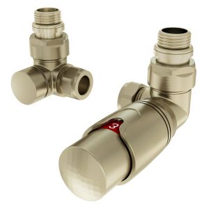 Eastbrook Brushed Brass Corner Thermostatic Radiator Valves