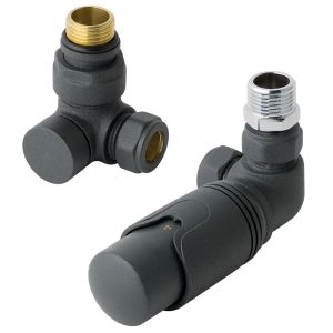 Eastbrook Matt Anthracite Corner Thermostatic Radiator Valves