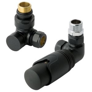 Eastbrook Matt Black Corner Thermostatic Radiator Valves