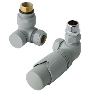 Eastbrook Matt Grey Corner Thermostatic Radiator Valves