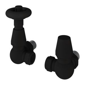 Eastbrook Traditional Matt Black Corner Thermostatic Radiator Valves