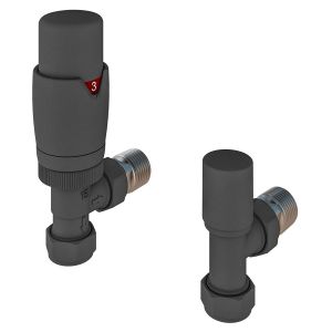 Eastbrook Darlington Matt Anthracite Angled Thermostatic Radiator Valves