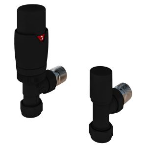 Eastbrook Darlington Matt Black Angled Thermostatic Radiator Valves