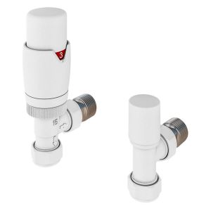 Eastbrook Darlington Matt White Angled Thermostatic Radiator Valves