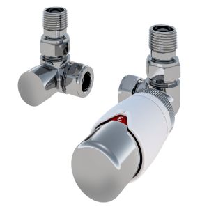 Eastbrook Darlington White and Chrome Corner Thermostatic Radiator Valves