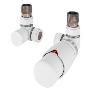 Eastbrook Darlington Matt White Corner Thermostatic Radiator Valves