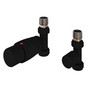 Eastbrook Darlington Matt Black Straight Thermostatic Radiator Valves