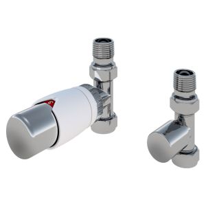 Eastbrook Darlington White and Chrome Straight Thermostatic Radiator Valves