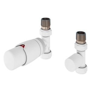 Eastbrook Darlington Matt White Straight Thermostatic Radiator Valves