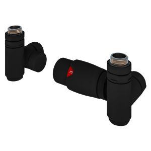 Eastbrook Matt Black Corner Dual Fuel Thermostatic Radiator Valves