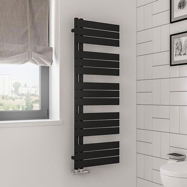 Eastbrook Helmsley Matt Black Designer Towel Rail 1400 x 500mm