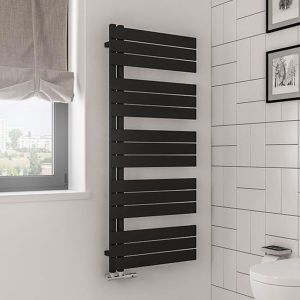 Eastbrook Helmsley Matt Black Designer Towel Rail 1400 x 600mm