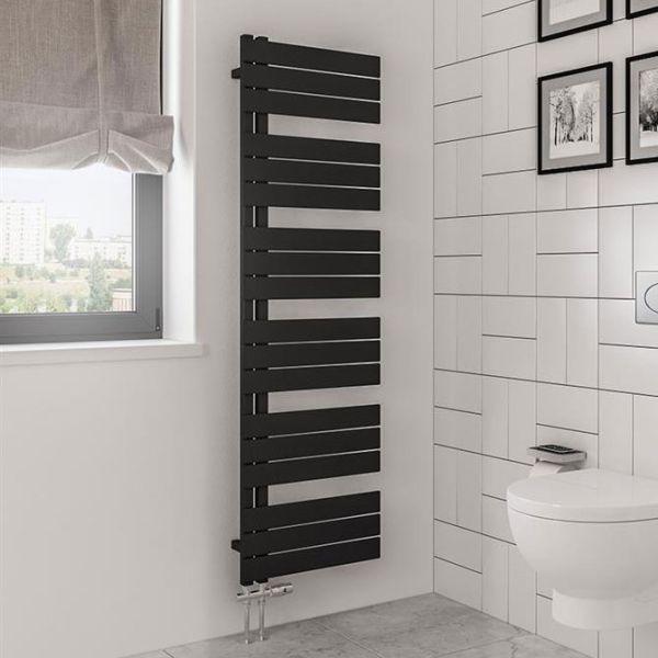 Eastbrook Helmsley Matt Black Designer Towel Rail 1640 x 500mm