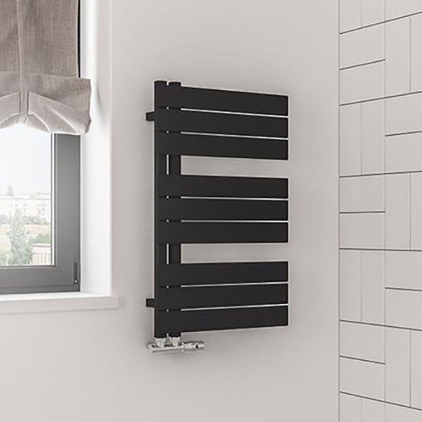 Eastbrook Helmsley Matt Black Designer Towel Rail 800 x 500mm