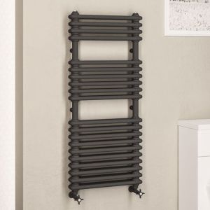 Eastbrook Imperia 2 Column Anthracite Traditional Towel Rail 1140 x 500mm