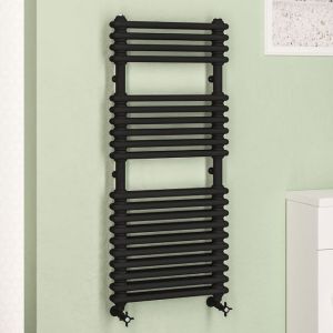 Eastbrook Imperia 2 Column Black Traditional Towel Rail 1140 x 500mm